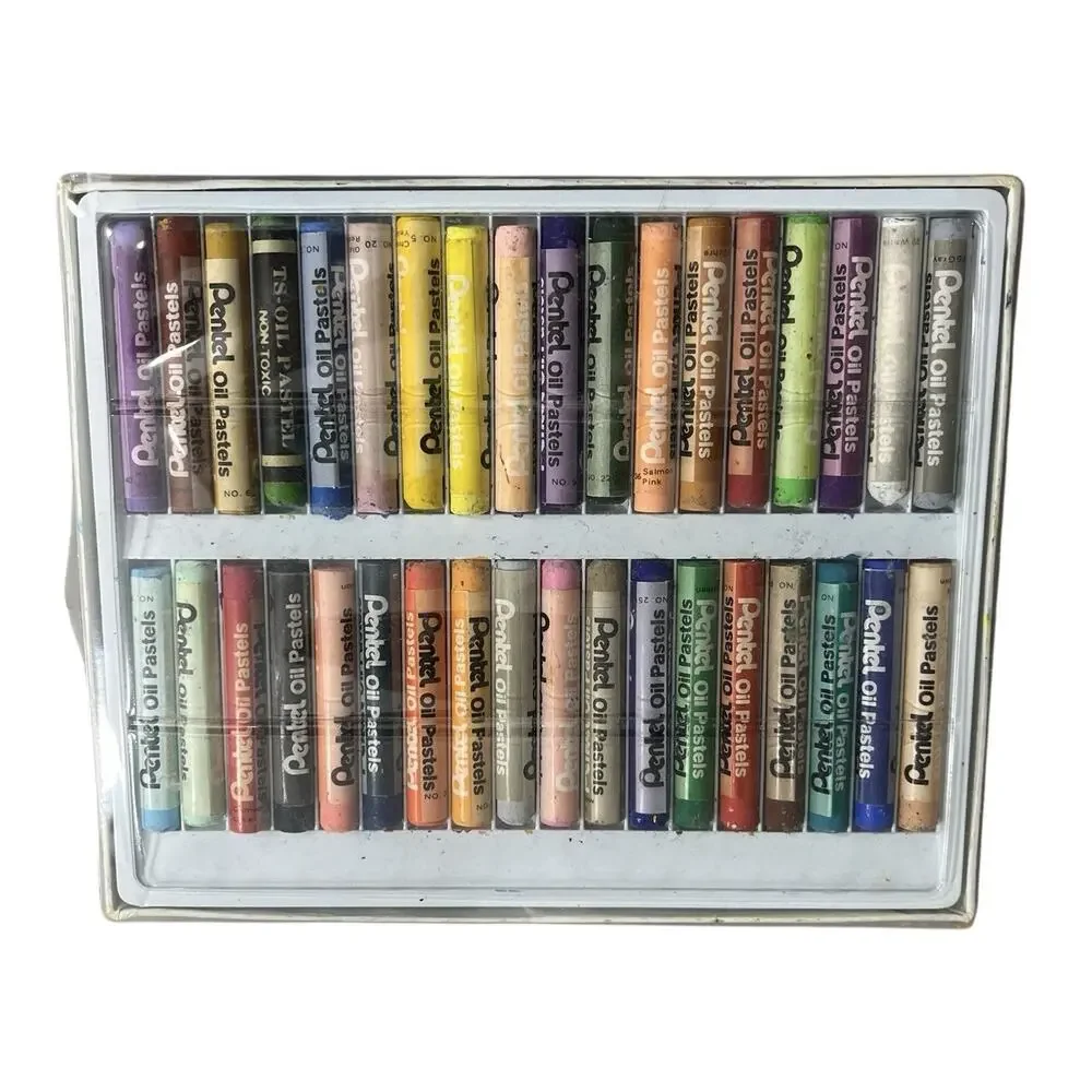 Vtg Pentel Oil Pastels 36 Colors Assorted Art Taiwan